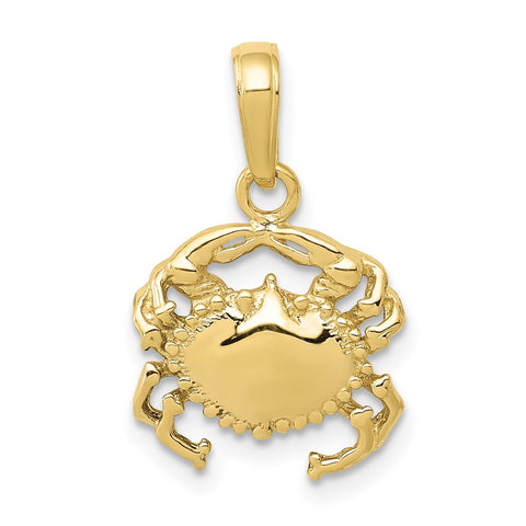 10k Solid Polished Open-Backed Crab Pendant-WBC-10D1385