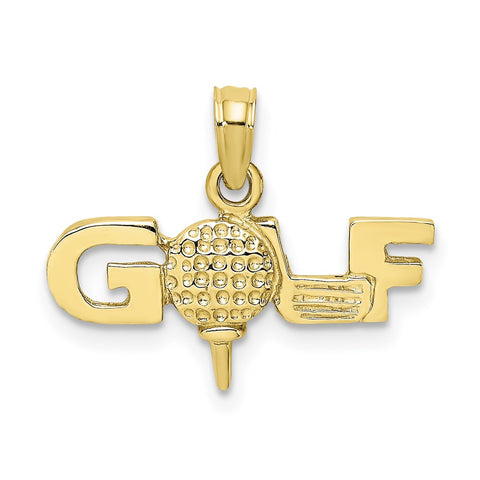 10K Solid Polished GOLF Pendant-WBC-10D1436