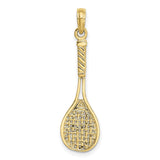 10K Solid Polished 3-D Tennis Racquet Charm-WBC-10D1440