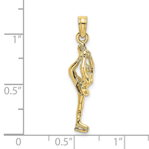10K Solid Polished 3-D Figure Skater Charm-WBC-10D1446