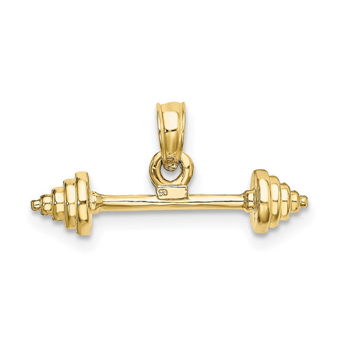 10K Solid Polished 3-D Dumbbell Charm-WBC-10D1455