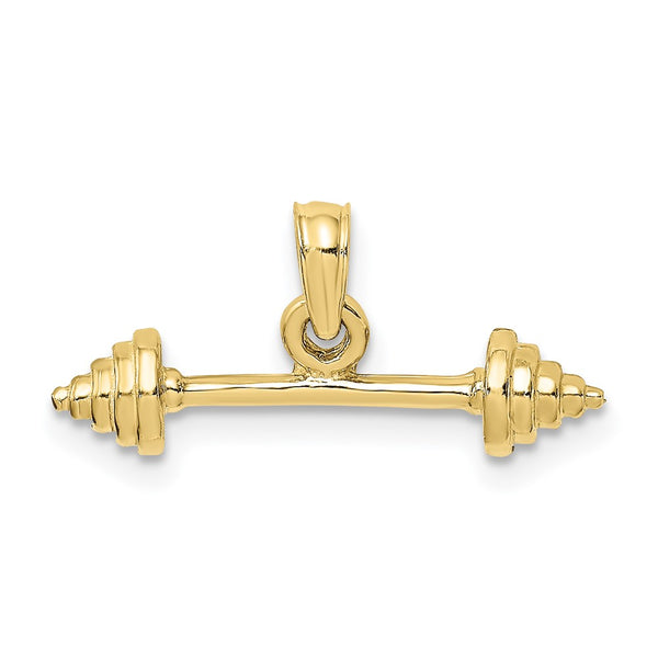 10K Solid Polished 3-D Dumbbell Charm-WBC-10D1455
