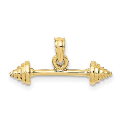 10K Solid Polished 3-D Dumbbell Charm-WBC-10D1455