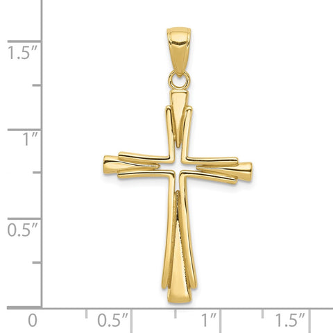 10K Polished Solid Cross Pendant-WBC-10D1541