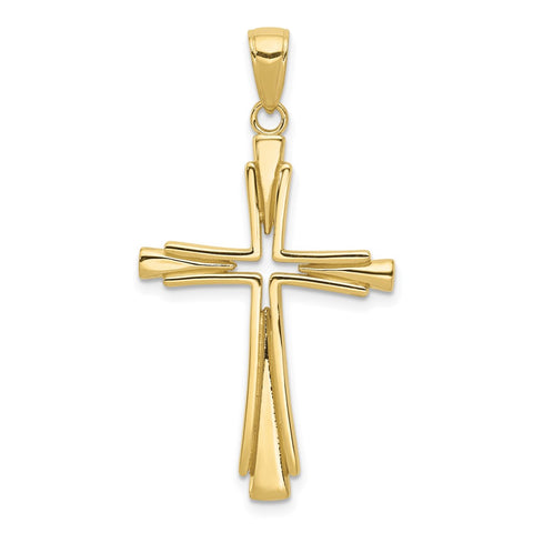 10K Polished Solid Cross Pendant-WBC-10D1541