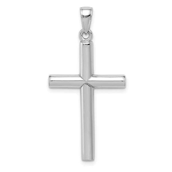 10k White Gold Polished Cross Pendant-WBC-10D1544W