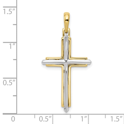 10k Two-tone Fancy Cross Pendant-WBC-10D1563