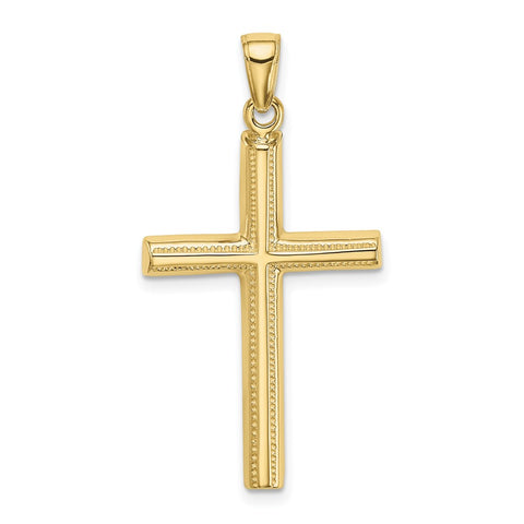 10K Polished Cross Pendant-WBC-10D1606