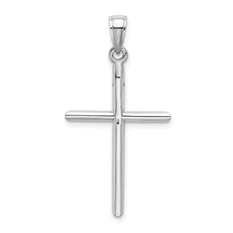 10k White Gold Tubular Cross Pendant-WBC-10D1660W