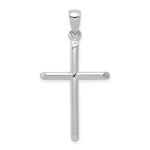 10k White Gold Tubular Cross Pendant-WBC-10D1660W