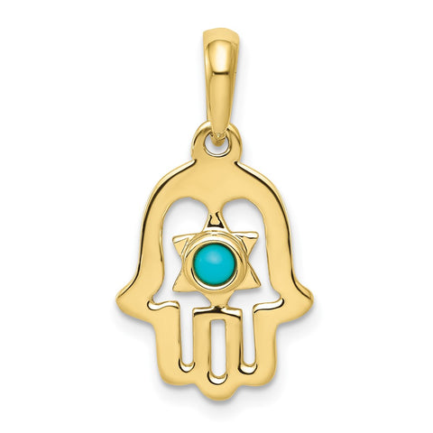 10k Turquoise Chamseh Pendant-WBC-10D1715