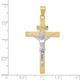10K Two-tone INRI Crucifix Pendant-WBC-10D3666