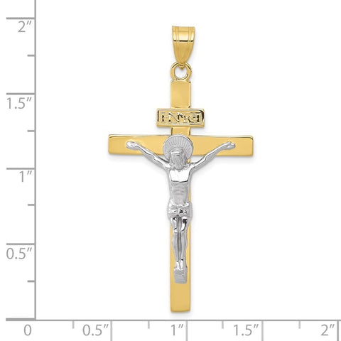 10K Two-tone INRI Crucifix Pendant-WBC-10D3666