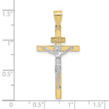 10K Two-tone INRI Crucifix Pendant-WBC-10D3668