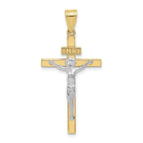 10K Two-tone INRI Crucifix Pendant-WBC-10D3668
