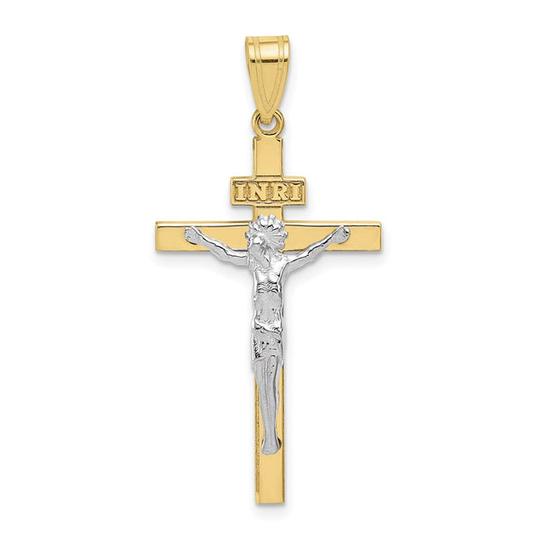 10K Two-tone INRI Crucifix Pendant-WBC-10D3668