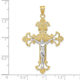 10K Two-tone INRI Crucifix Pendant-WBC-10D3672