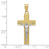 10K Two-tone Diamond-cut Crucifix Pendant-WBC-10D3688