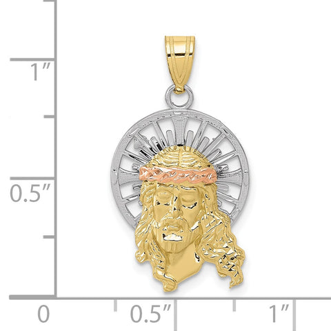 10K Tri-color Diamond-cut Christ Charm-WBC-10D3702