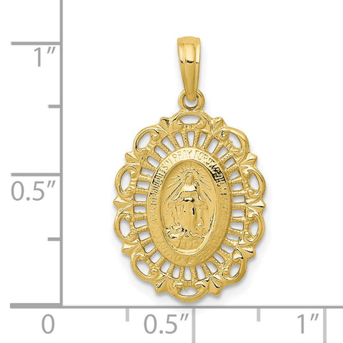 10k Oval Miraculous Medal Pendant-WBC-10D3705