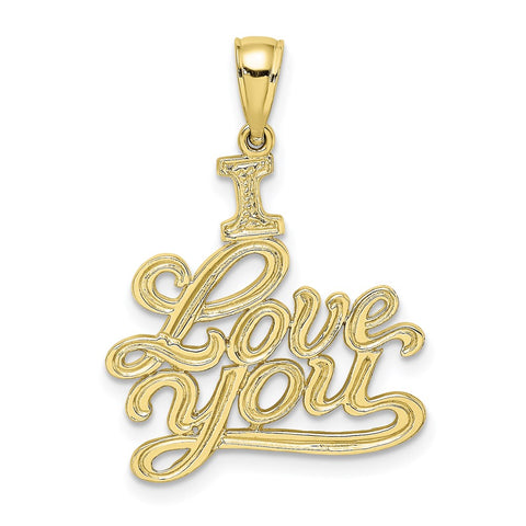 10K Textured I LOVE YOU Pendant-WBC-10D3871