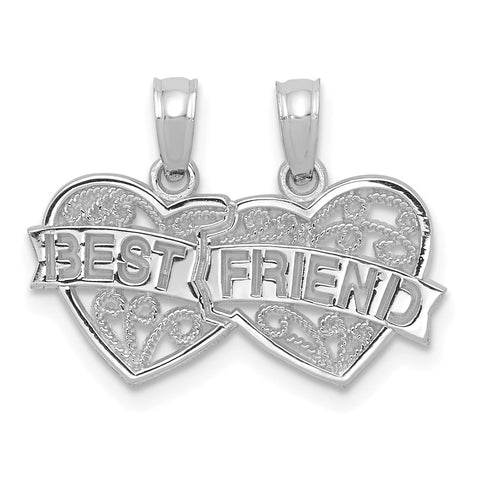 10K White Gold BEST FRIEND 2 Piece Break-A-Part Charm-WBC-10D3891W