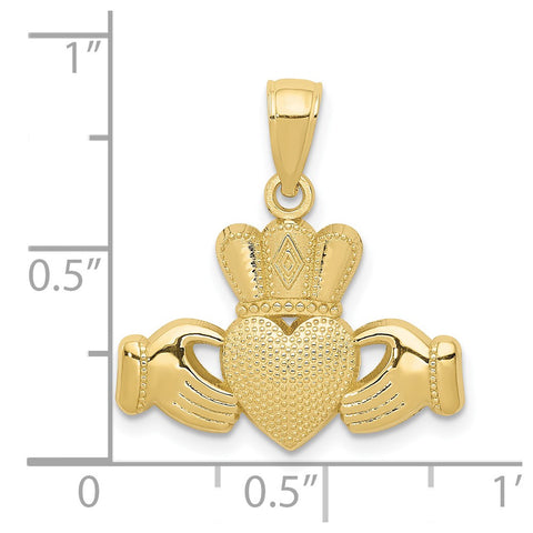 10K Claddagh Pendant with Textured Crown-WBC-10D4040