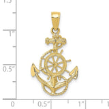 10K Anchor and Wheel Pendant-WBC-10D4163