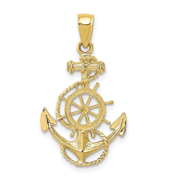 10K Anchor and Wheel Pendant-WBC-10D4163