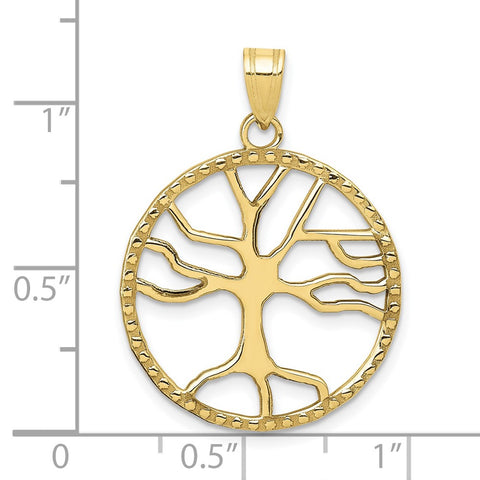 10K Tree of Life in Round Frame Pendant-WBC-10D4245