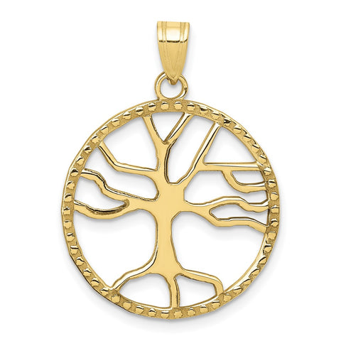 10K Tree of Life in Round Frame Pendant-WBC-10D4245