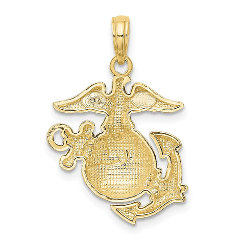 10K Polished Textured Marine Corps Pendant-WBC-10D4382