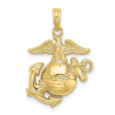 10K Polished Textured Marine Corps Pendant-WBC-10D4382
