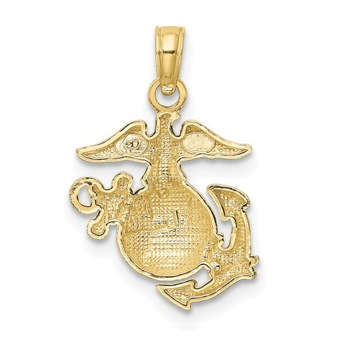 10K Polished Textured Small Marine Corps Pendant-WBC-10D4383