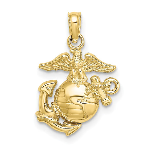 10K Polished Textured Small Marine Corps Pendant-WBC-10D4383