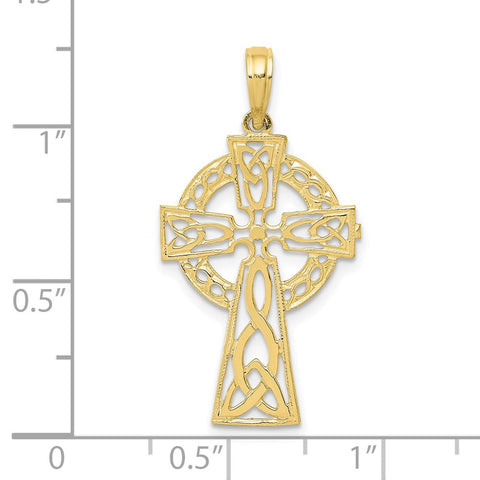 10K Polished Celtic Cross Pendant-WBC-10D4446