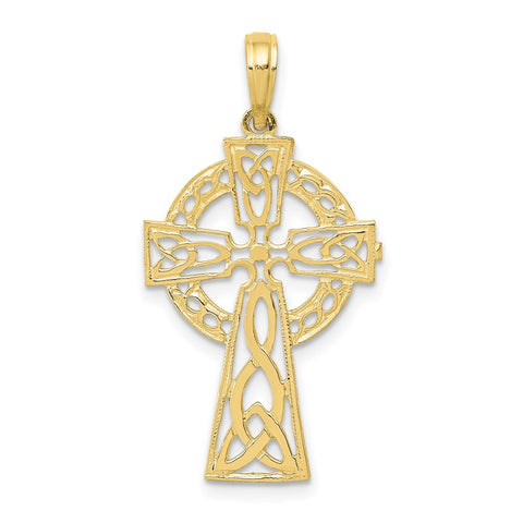 10K Polished Celtic Cross Pendant-WBC-10D4446