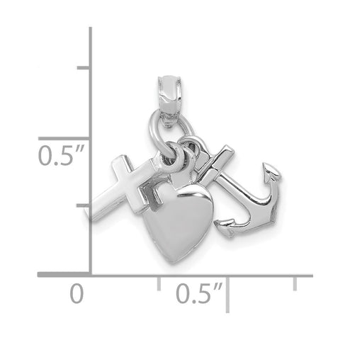 10K White Gold Faith, Hope and Charity Charm-WBC-10D988W