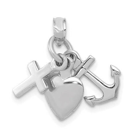 10K White Gold Faith, Hope and Charity Charm-WBC-10D988W