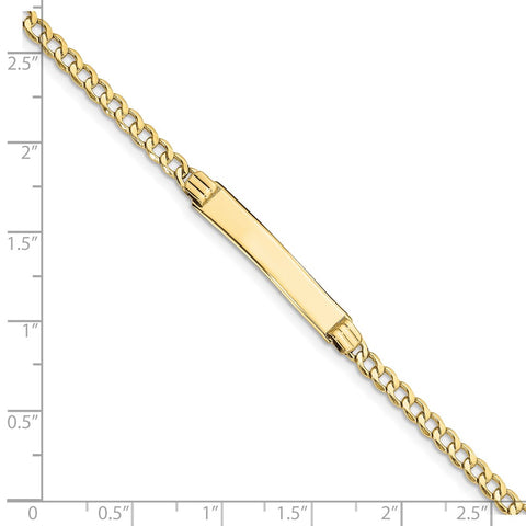 10k Semi-solid Curb Link ID Bracelet-WBC-10DCID106-7
