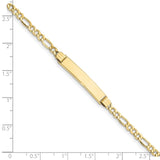 10k Semi-solid Figaro Link ID Bracelet-WBC-10DCID107-8