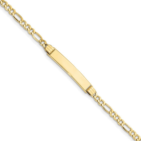 10k Semi-solid Figaro Link ID Bracelet-WBC-10DCID107-8