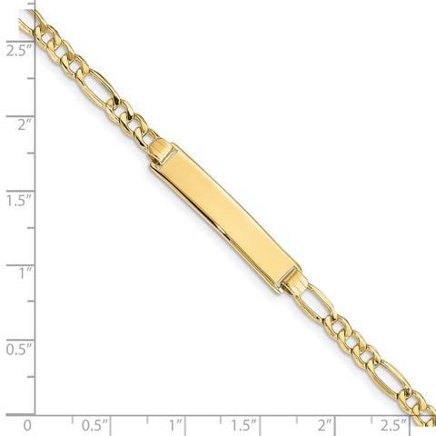 10k Semi-solid Figaro Link ID Bracelet-WBC-10DCID108-8