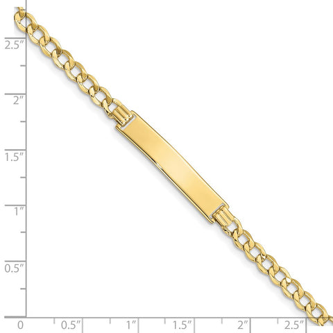 10k Semi-solid Curb Link ID Bracelet-WBC-10DCID110-8