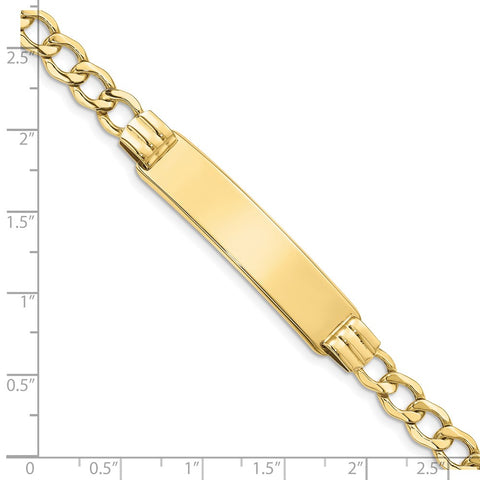 10k Semi-solid Curb Link ID Bracelet-WBC-10DCID111-7