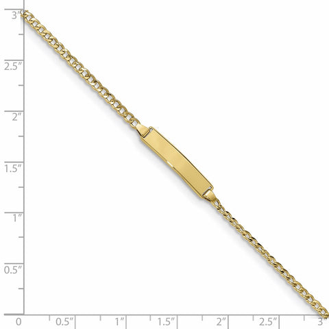 10k Semi-solid Curb Link ID Bracelet-WBC-10DCID132-7