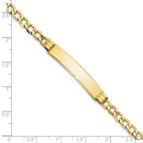 10k Semi-solid Curb Link ID Bracelet-WBC-10DCID133-8