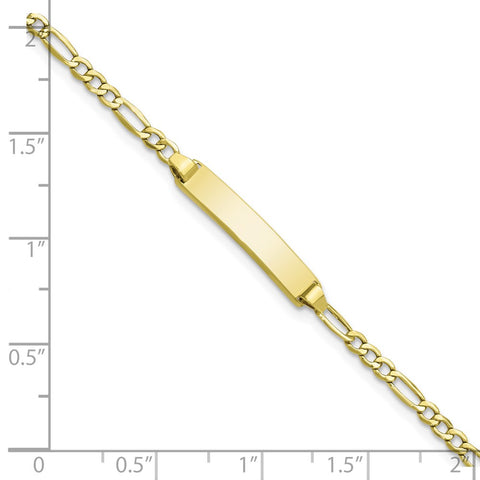 10k Semi-solid Figaro Link ID Bracelet-WBC-10DCID134-5.5
