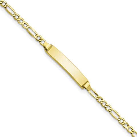 10k Semi-solid Figaro Link ID Bracelet-WBC-10DCID134-5.5
