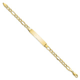 10k Semi-solid Figaro Link ID Bracelet-WBC-10DCID135-7